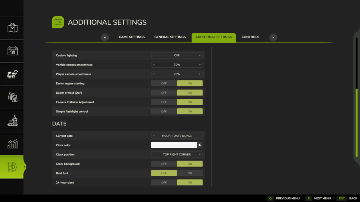 Additional Game Settings v 1.0