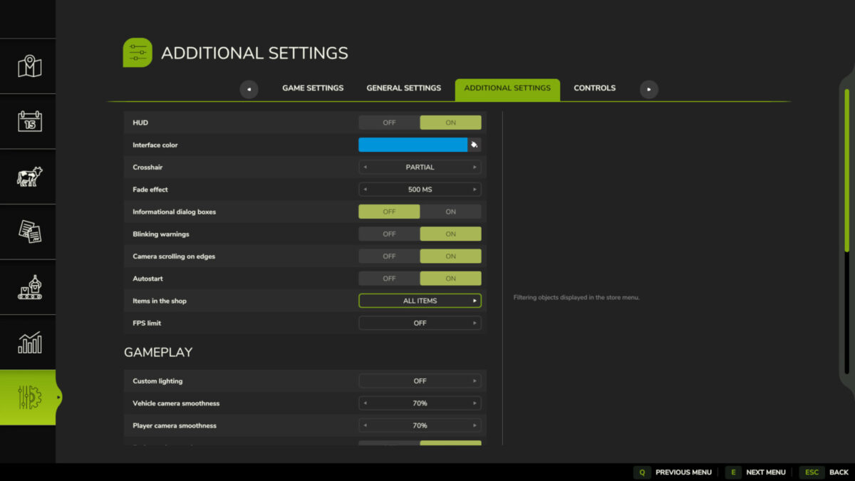 Additional Game Settings v 1.0