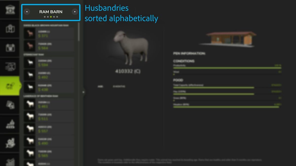 Sort Animal Husbandries Alphabetically v 1.0