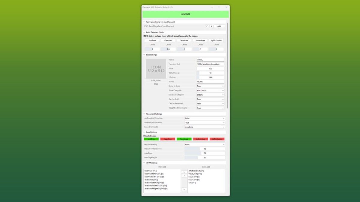 GE10 Script – Placeable XML Editor Prefab v 1.0
