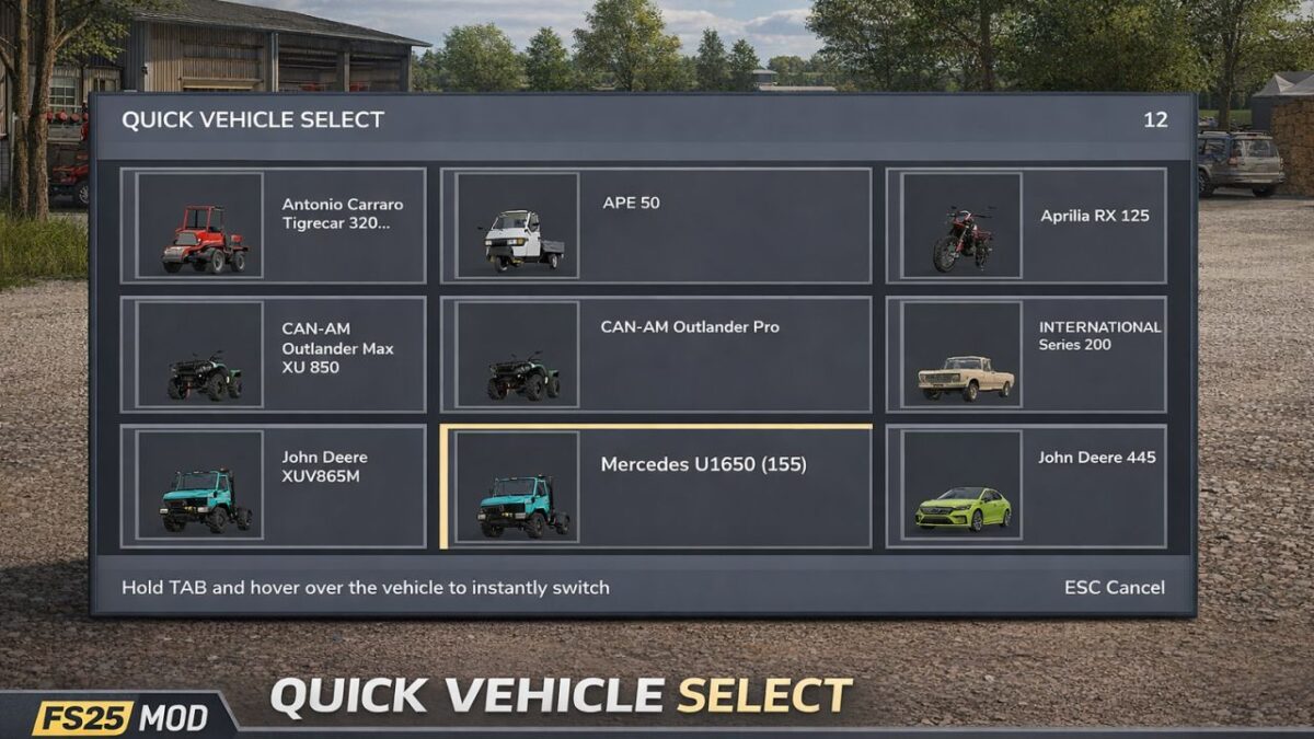 Quick Vehicle Select v 1.0