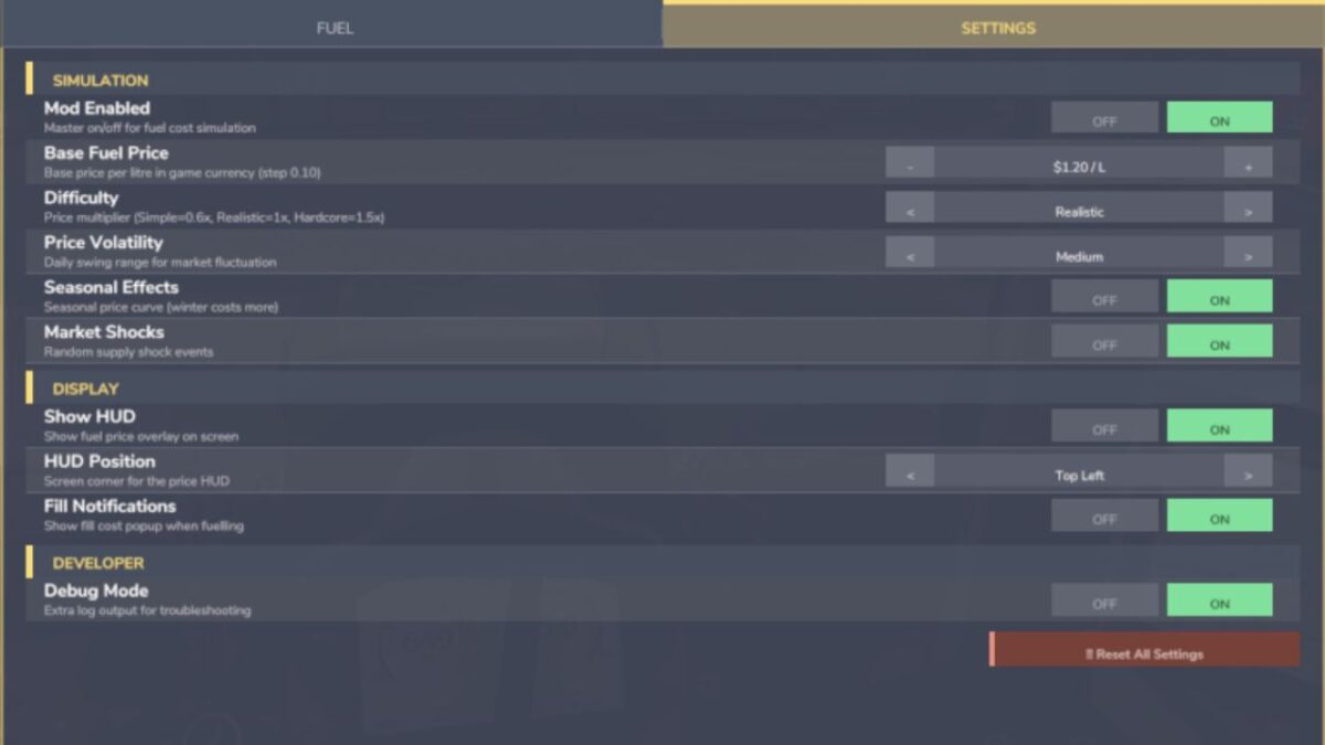 Realistic Fuel Costs v 1.0