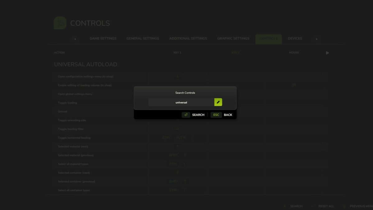 Search Bar for Controls Setting Menu v 1.0