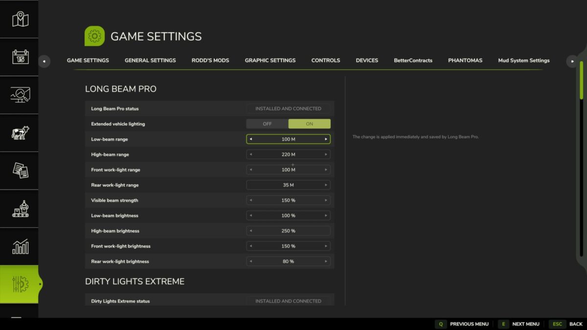 Extended Vehicle Lighting Controls v 3.1.2.0