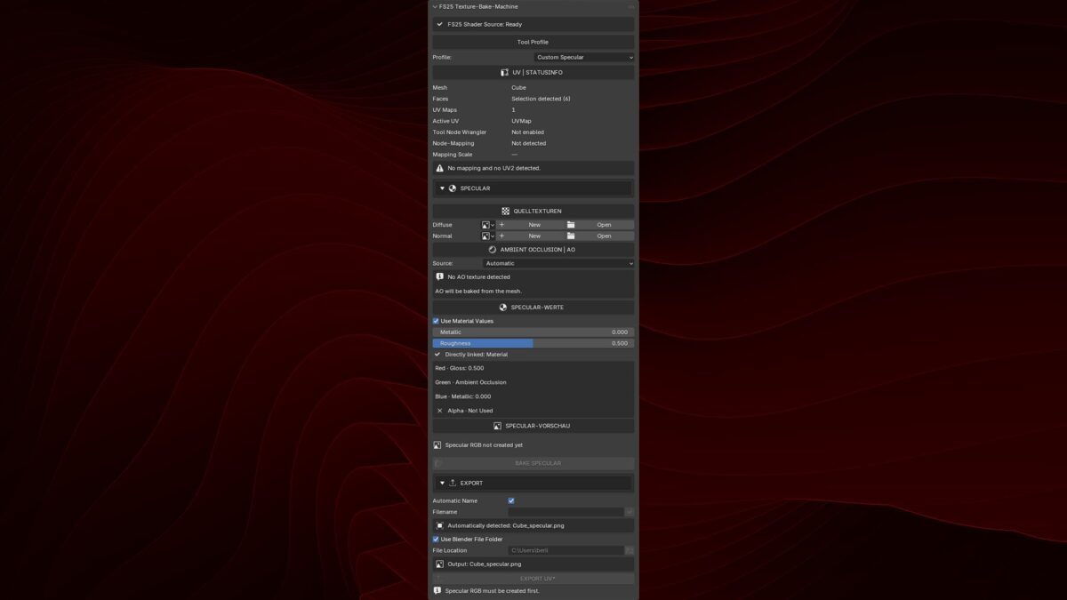 Blender Addon Texture Bake Machine v 1.0.1.0