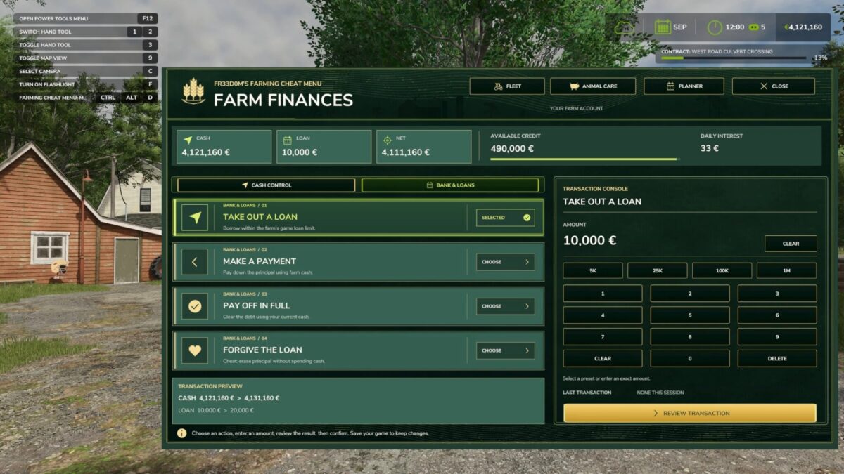 Farming Cheat Menu v 1.0