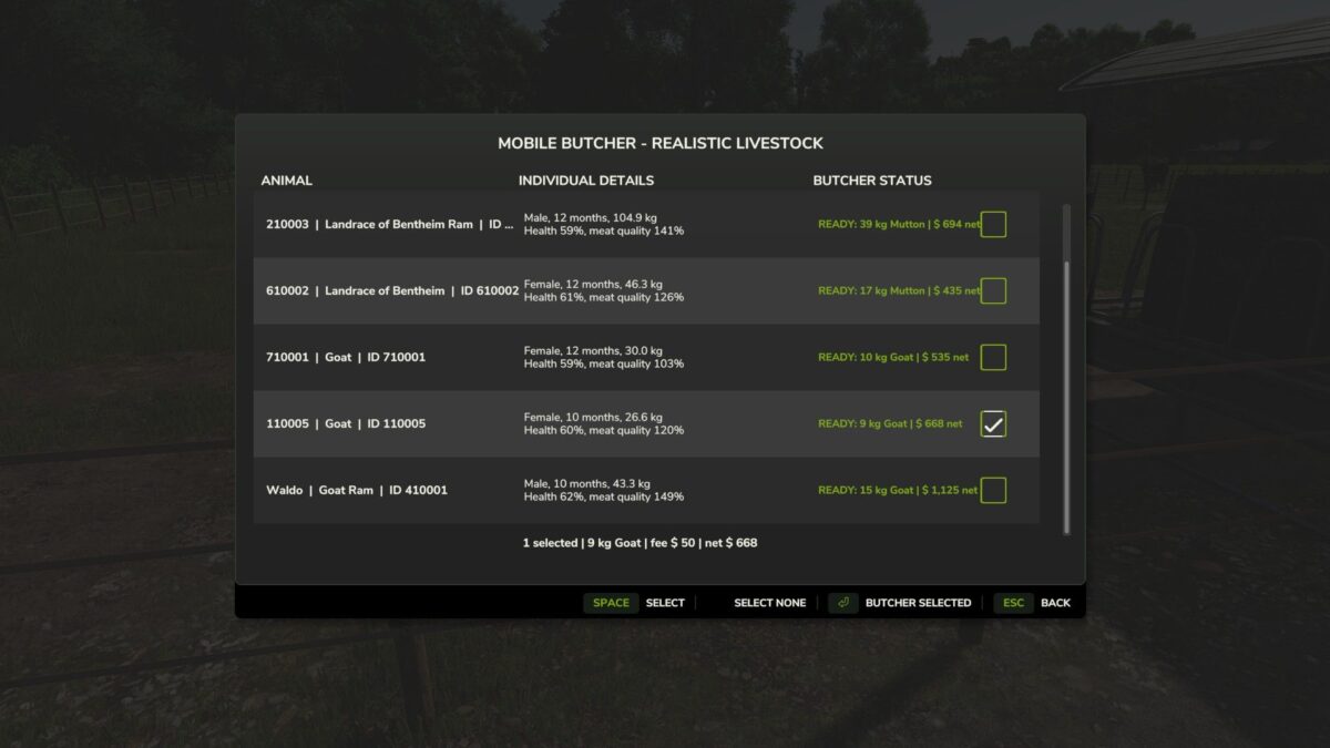 Mobile Butcher – Realistic Livestock Addon v 1.1.0.6