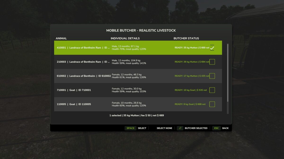 Mobile Butcher – Realistic Livestock Addon v 1.1.0.6