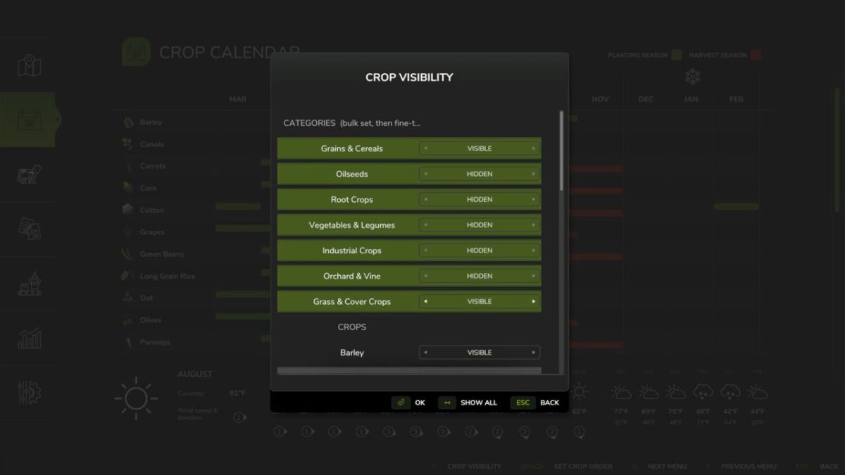Crop Calendar Filter v 1.0